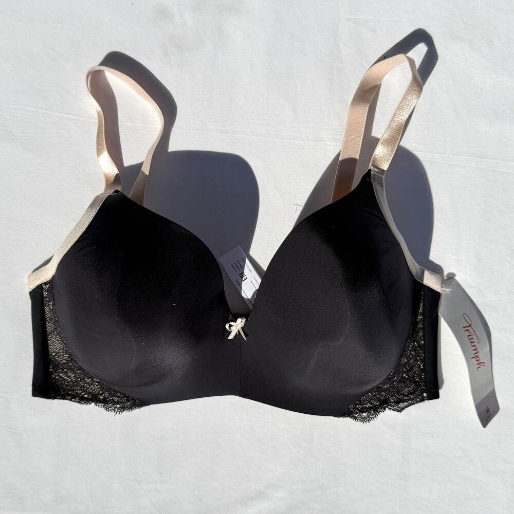 Triumph Shapewear Contouring Sensation Soft Wire Lined Bra 34DD Black Beige
